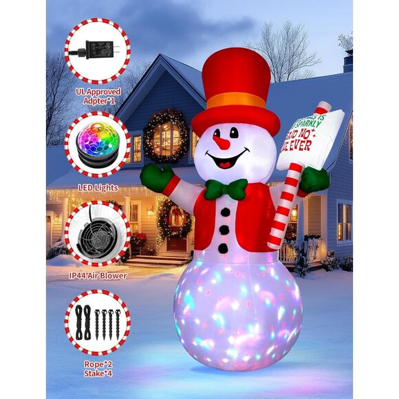 🆕6 FT Christmas Inflatable  Snowman Sensor Motion-Activated Outdoor Decoration - Picture 7 of 8